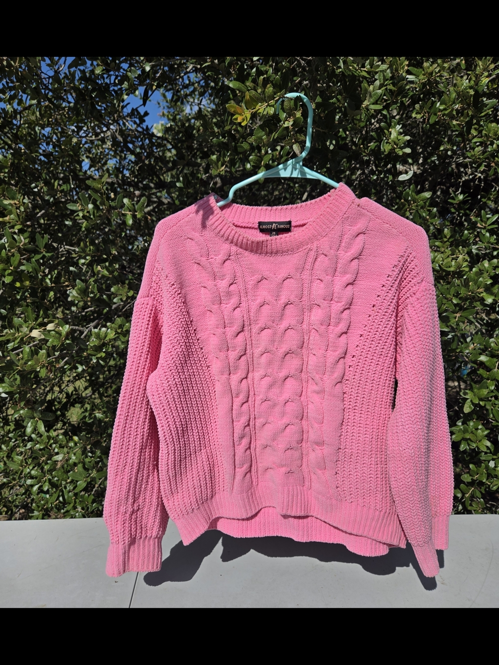 Almost Famous Pink Cable Knit Sweater – Women's Size M